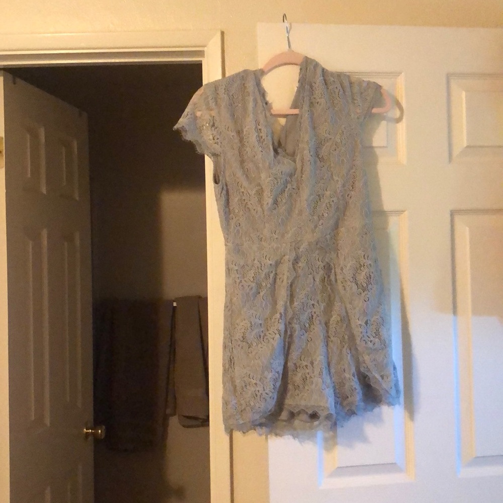 A light blue romper.